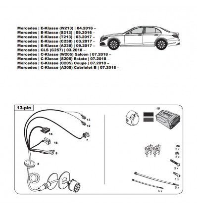 Штатная электрика к фаркопу на Mercedes-Benz C-class/CLS-class/E-class WYR234213R-T