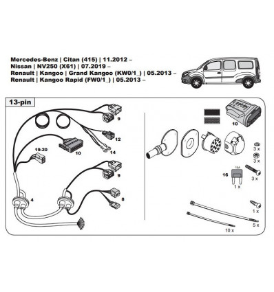 Штатная электрика к фаркопу на Renault Kangoo WYR322613R