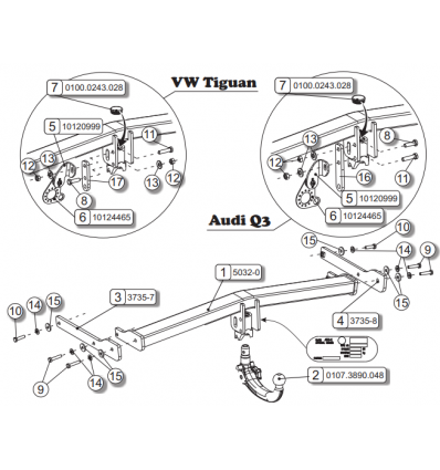 Фаркоп на Audi Q3 050-323