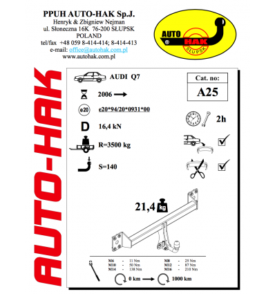 Фаркоп на Audi Q7 A 25