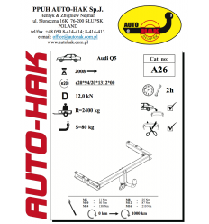 Фаркоп на Audi Q5 A 26