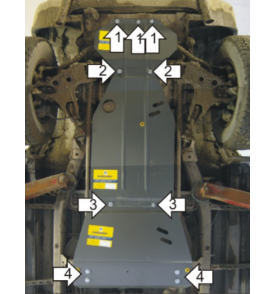 Защита картера, радиатора, КПП, РК и переднего дифференциала Nissan Terrano 01411