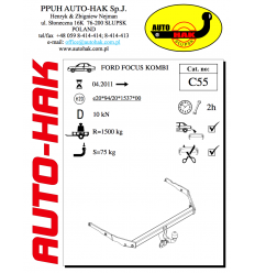 Фаркоп на Ford Focus 3 C 55