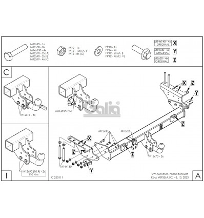 Оцинкованный фаркоп на Ford Ranger V093A