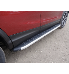 Пороги алюминиевые с пластиковой накладкой (из 2-х мест) на Nissan Qashqai +2 NISQASH210-09AL