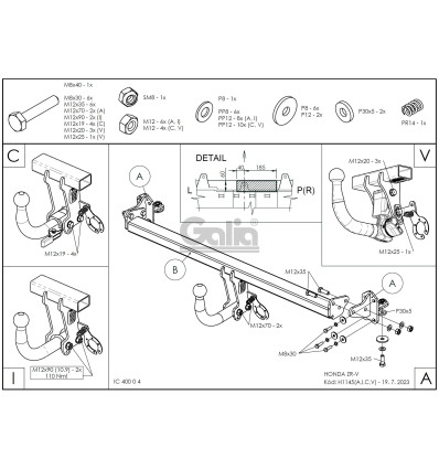 Оцинкованный фаркоп на фаркоп на Honda ZR-V H114C