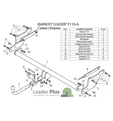 Фаркоп на Ford Focus 3 F119-A