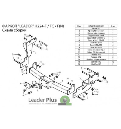 Фаркоп на Hyundai Santa Fe H224-FC