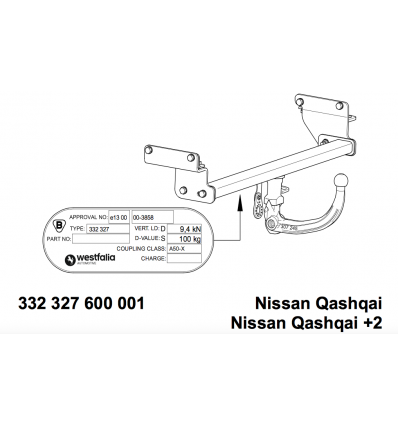 Фаркоп на Nissan Qashqai 332327600001