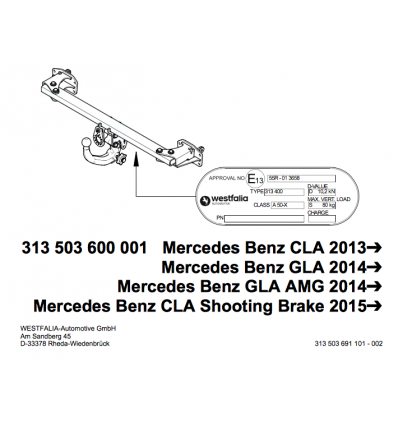 Фаркоп на Mercedes CLA 313503600001