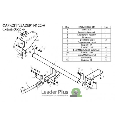 Фаркоп на Nissan X-Trail N122-A