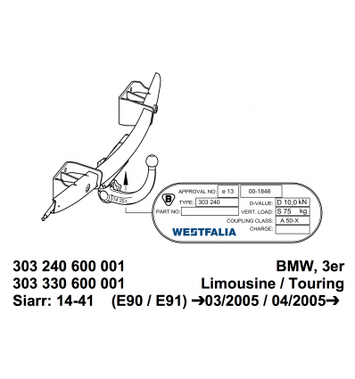 Фаркоп на BMW 3 303330600001