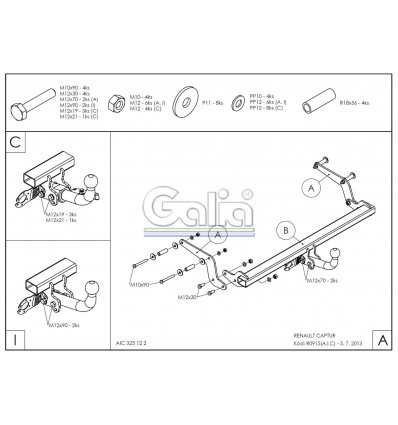 Оцинкованный фаркоп на Renault Captur R091A