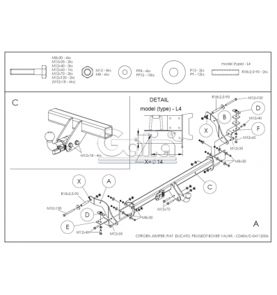 Оцинкованный фаркоп на Fiat Ducato 3 C045A