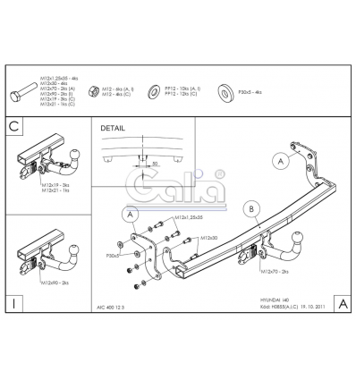 Оцинкованный фаркоп на Hyundai i40 H085A