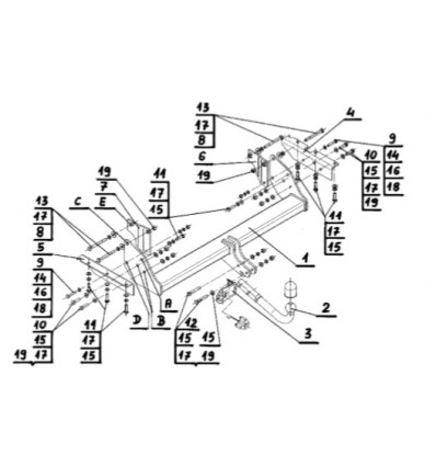 Фаркоп на Mitsubishi Pajero M-352