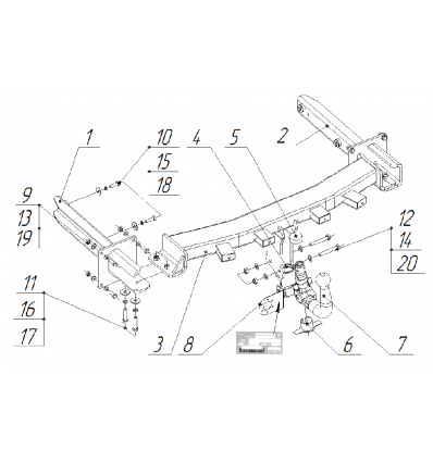 Фаркоп на Mercedes ML 2255AK41