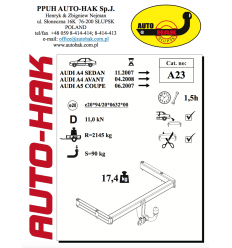 Фаркоп на Audi A5 A 23