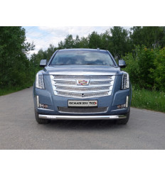 Защита передняя нижняя (овальная с ДХО) на Cadillac Escalade CADESC15-04