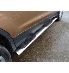 Пороги овальные с накладкой на Ford Kuga FORKUG13-08