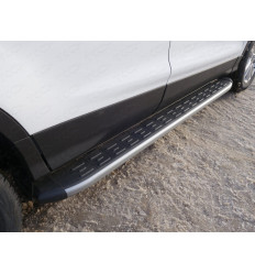 Пороги алюминиевые с пластиковой накладкой (карбон серебро) на Ford Kuga FORKUG17-32SL 