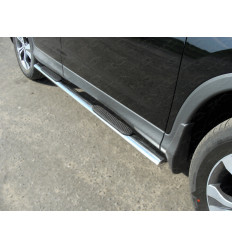 Пороги овальные с накладкой на Hyundai ix35 HYUNIX35-08