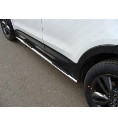 Пороги овальные с накладкой на Hyundai Santa Fe HYUNSF12-07