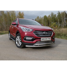 Защита передняя нижняя (двойная) на Hyundai Santa Fe HYUNSF4WD15-01