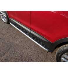 Пороги алюминиевые с пластиковой накладкой на Hyundai Santa Fe HYUNSF4WD15-20AL