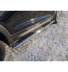 Пороги овальные с накладкой на Hyundai Tucson HYUNTUC15-01