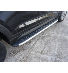 Пороги алюминиевые с пластиковой накладкой на Hyundai Tucson HYUNTUC15-10AL