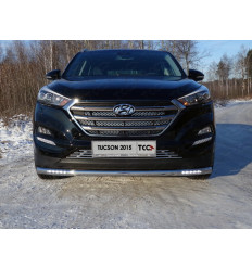 Защита передняя нижняя (с ДХО) на Hyundai Tucson HYUNTUC15-27