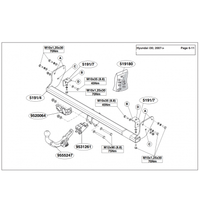 Фаркоп на Hyundai i30 519100