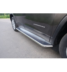 Пороги с площадкой (нерж. лист) на Jeep Cherokee JEEPCHER14-06