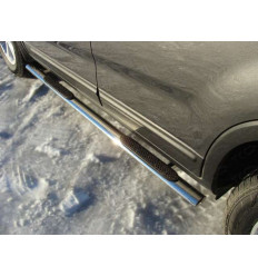Пороги овальные с накладкой на Kia Sorento KIASOR12-06