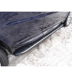 Пороги алюминиевые с пластиковой накладкой (карбон серые) на Land Rover Range Rover Sport LRRRSP15-07GR 