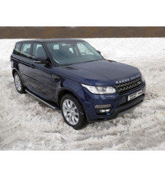 Пороги алюминиевые с пластиковой накладкой (карбон серебро) на Land Rover Range Rover Sport LRRRSP15-07SL 