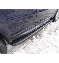 Пороги алюминиевые с пластиковой накладкой (карбон черные) на Land Rover Range Rover Sport LRRRSP15-07BL 