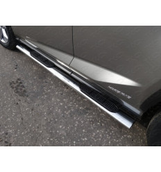 Пороги овальные с накладкой на Lexus NX LEXNX300H14-07