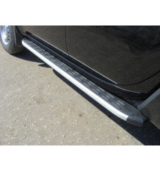 Пороги алюминиевые с пластиковой накладкой (из 2-х мест) на Mitsubishi L200 MITL20014-08AL