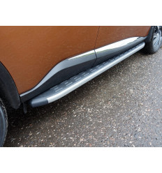 Пороги алюминиевые с пластиковой накладкой (карбон серые) на Nissan Murano NISMUR16-19GR 