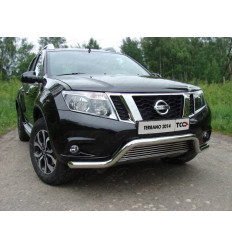 Защита передняя (кенгурин с решеткой) на Nissan Terrano NISTER14-11