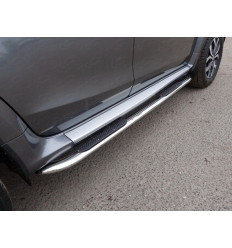 Пороги овальные гнутые с накладкой на Nissan Terrano NISTER14-29