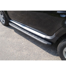 Пороги алюминиевые с пластиковой накладкой (карбон серые) на Renault Duster RENDUST15-14GR 