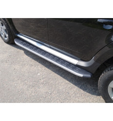Пороги алюминиевые с пластиковой накладкой (карбон серебро) на Renault Duster RENDUST15-14SL 