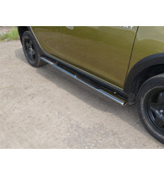 Пороги овальные с накладкой на Renault Sandero RENSANST15-06