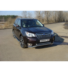 Защита передняя нижняя (двойная, спорт) на Subaru Forester SUBFOR13-19