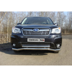 Защита передняя нижняя (двойная) на Subaru Forester SUBFOR13-21