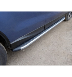 Пороги алюминиевые с пластиковой накладкой (карбон серебро) на Subaru Forester SUBFOR16-06SL 