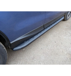 Пороги алюминиевые с пластиковой накладкой (карбон черные) на Subaru Forester SUBFOR16-06BL 